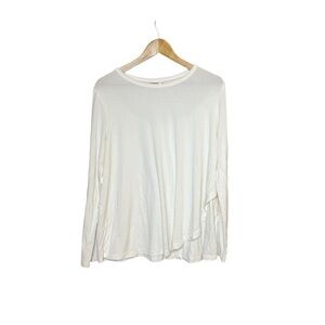 GAP Maternity L Crewneck Long Sleeve Tee Shirt Waterfall Layered Top Lined